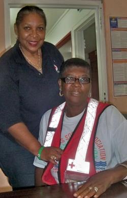 Marla Matthew, left, and Red Cross volunteer Cynthia Ambrose. Marla Matthew, left, and Red Cross volunteer Cynthia Ambrose.